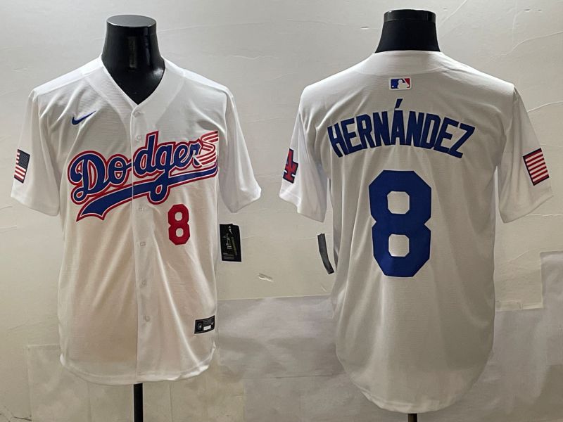 Men Los Angeles Dodgers #8 Hernandez White Second generation Joint Name Nike 2025 MLB Jersey style 3->los angeles dodgers->MLB Jersey